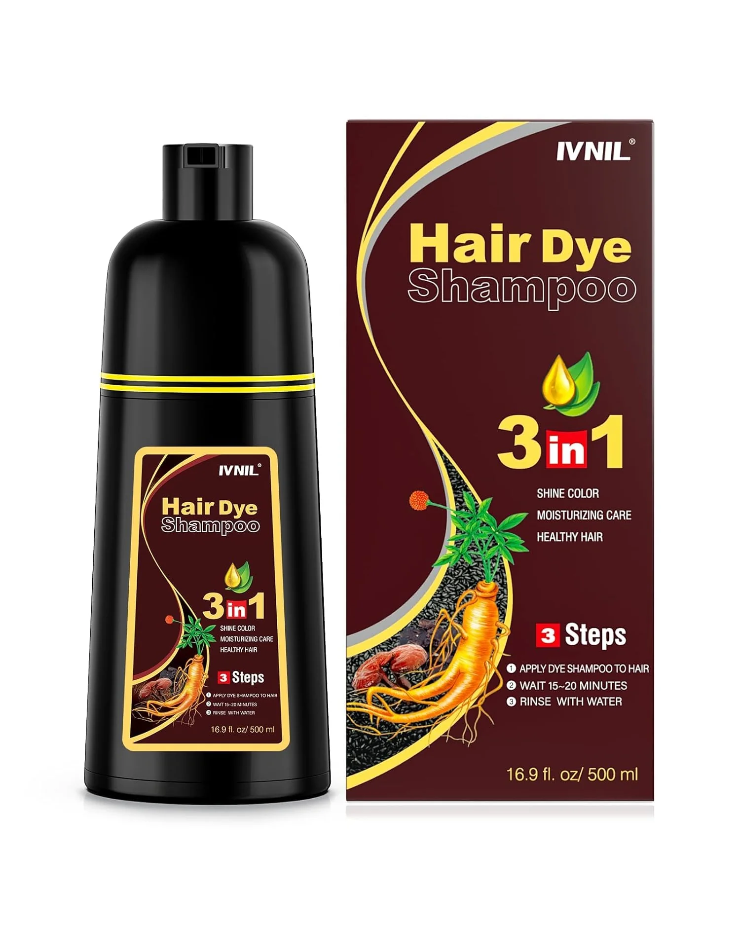 Ivnil Hair Dye Shampoo для окрашивания волос — коричневый