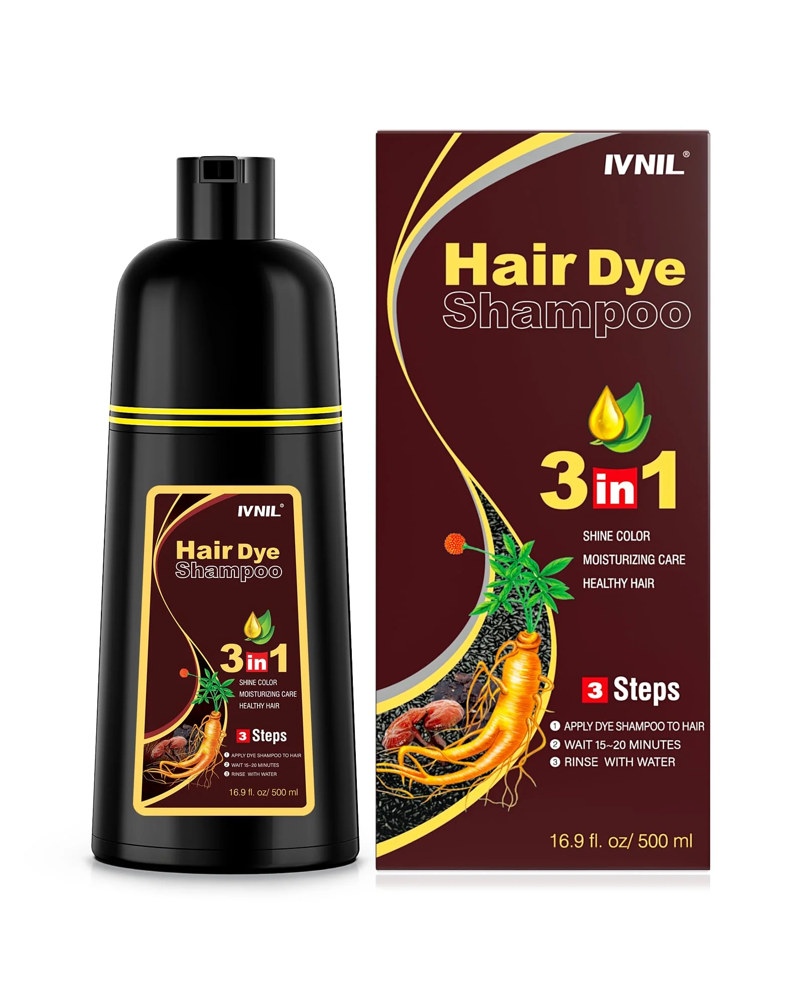 Ivnil Hair Dye Shampoo для окрашивания волос — коричневый