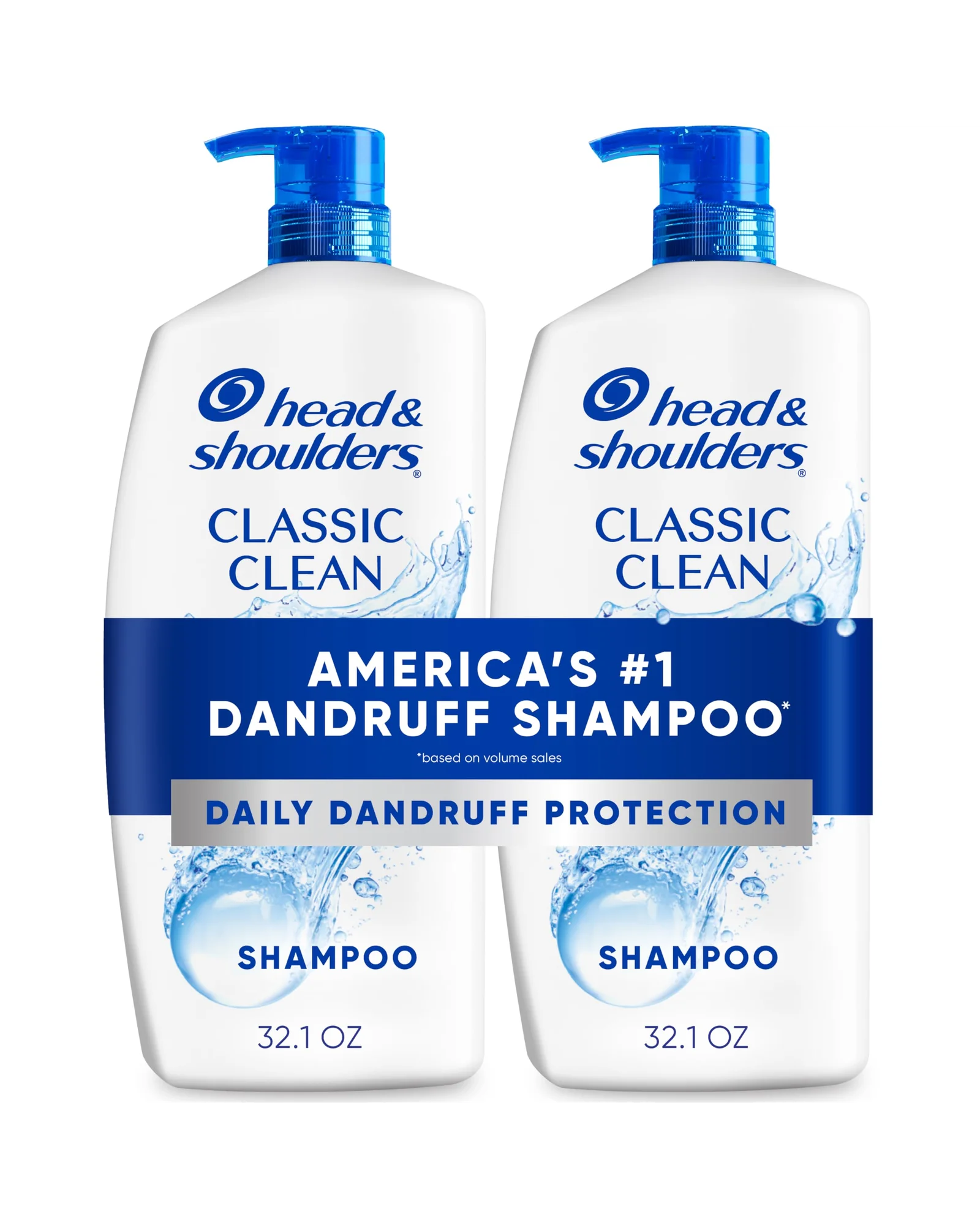 Head & Shoulders шампунь anti-dandruff Classic Clean 2x32.1 fl oz — белый