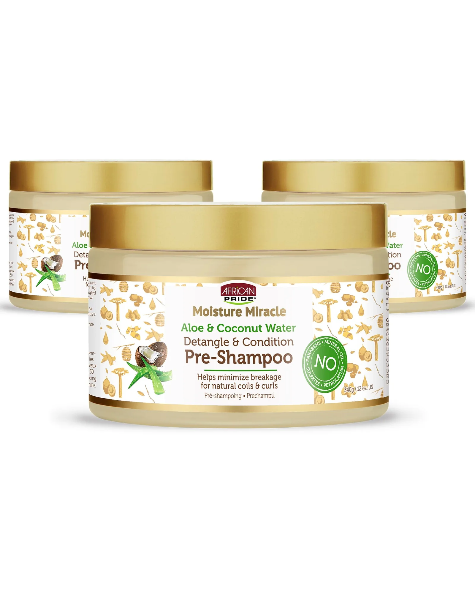 African Pride Moisture Miracle Маска-кондиционер с кокосовой водой и алоэ — коричневый