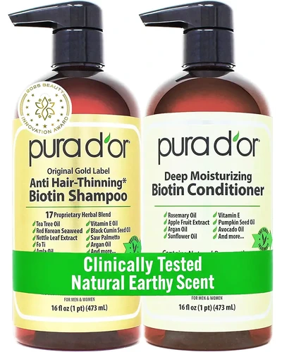 PURA D'OR Anti-Thinning Biotin Шампунь и кондиционер укрепляющие, 2х475 мл