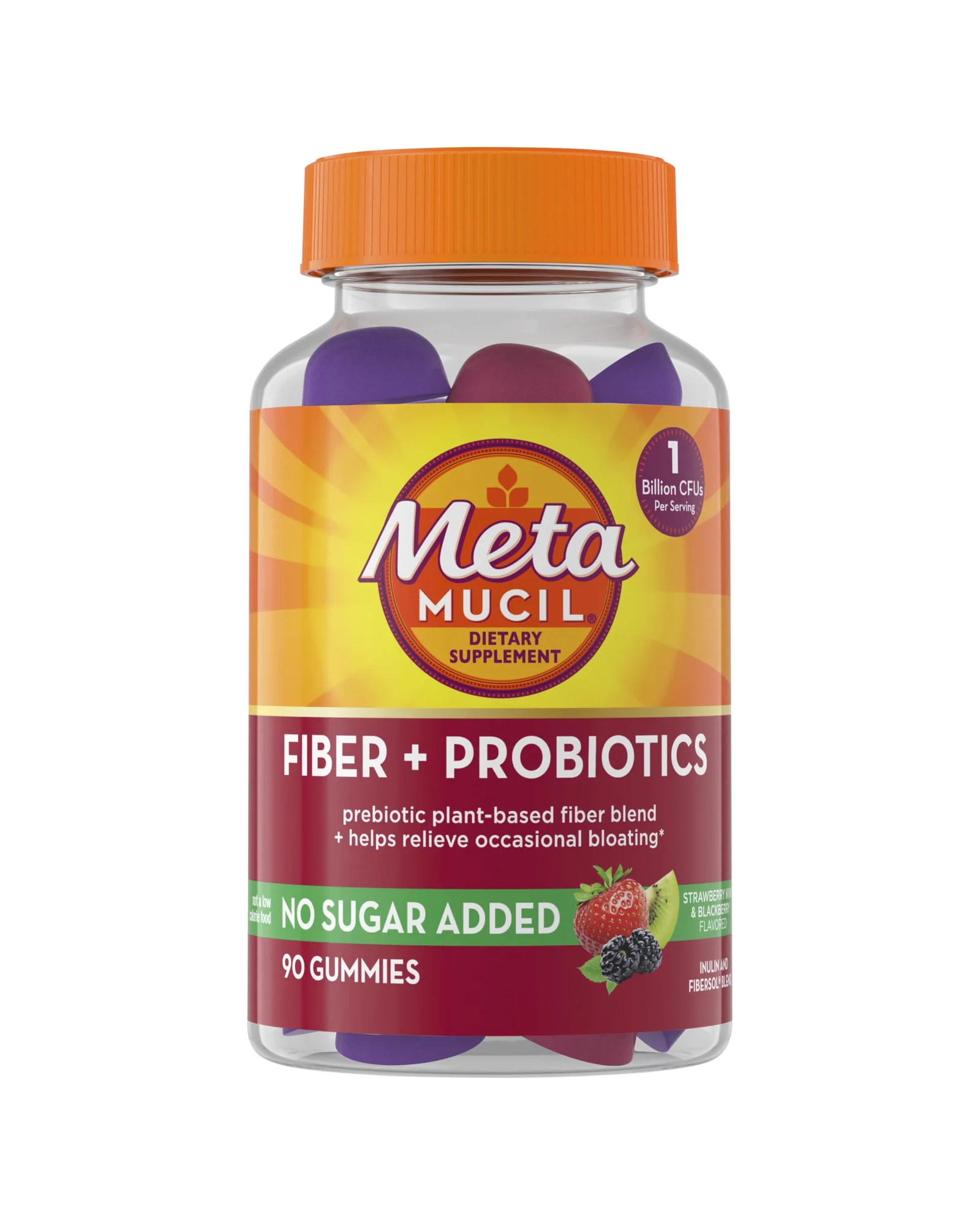Metamucil Fiber пребиотические жевательные мармеладки, клубника-киви (90 шт) — оранжевый