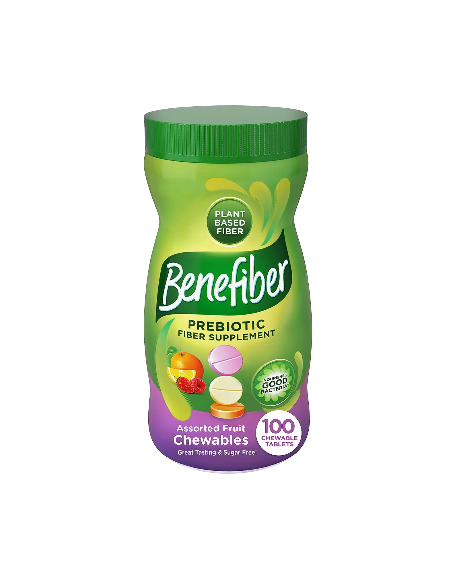 Benefiber жевательные таблетки с клетчаткой 100 шт — зеленый