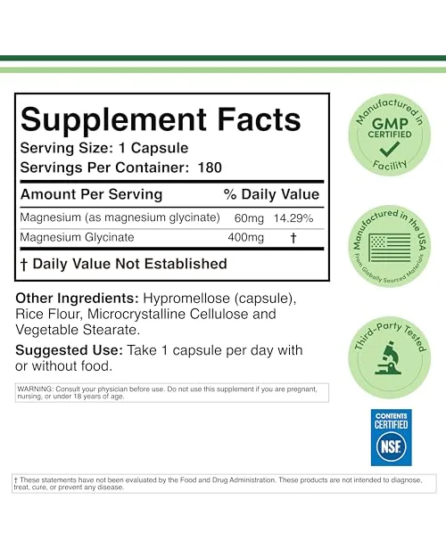 Double Wood Magnesium Glycinate 400 мг, 180 капсул — 2