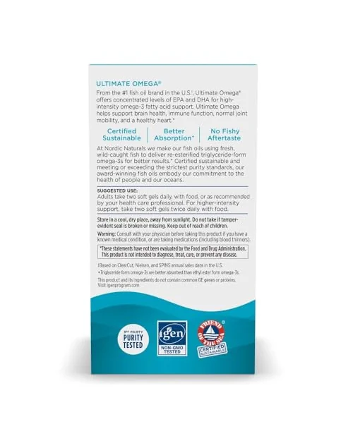 Nordic Naturals Ultimate Omega, вкус лимона, 90 капсул, 1280 мг омега-3 — 6