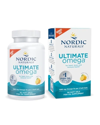 Nordic Naturals Ultimate Omega, вкус лимона, 90 капсул, 1280 мг омега-3 — белый