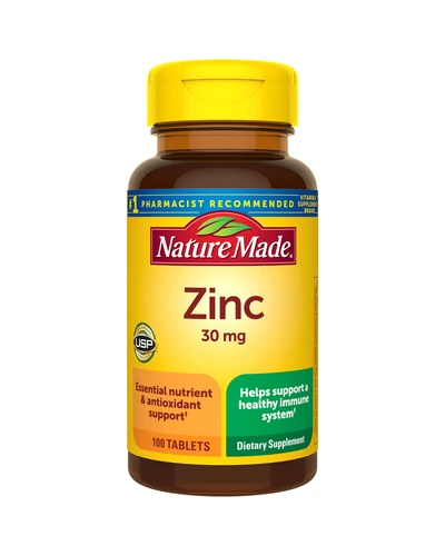 Nature Made Zinc 30 мг, цинк для иммунитета, 100 таблеток