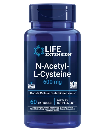 Life Extension NAC 600 мг, N-ацетилцистеин, 60 капсул