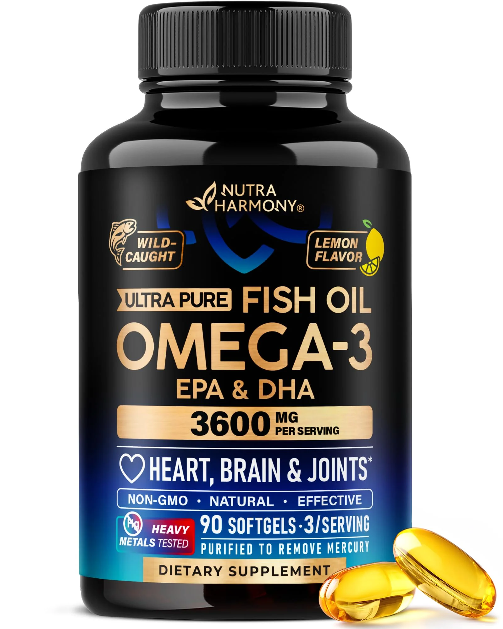 NUTRAHARMONY омега-3 рыбий жир 3600 мг, 90 капсул — 1