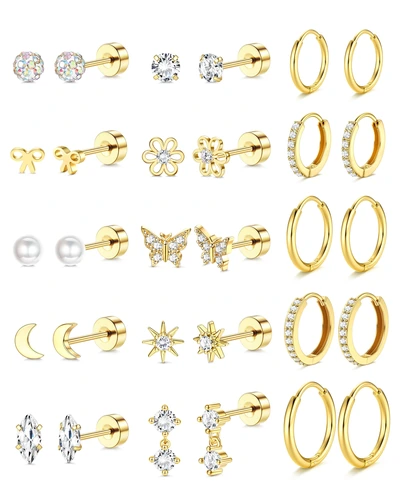 LOLIAS 14K Gold Plated Stud Earrings Set