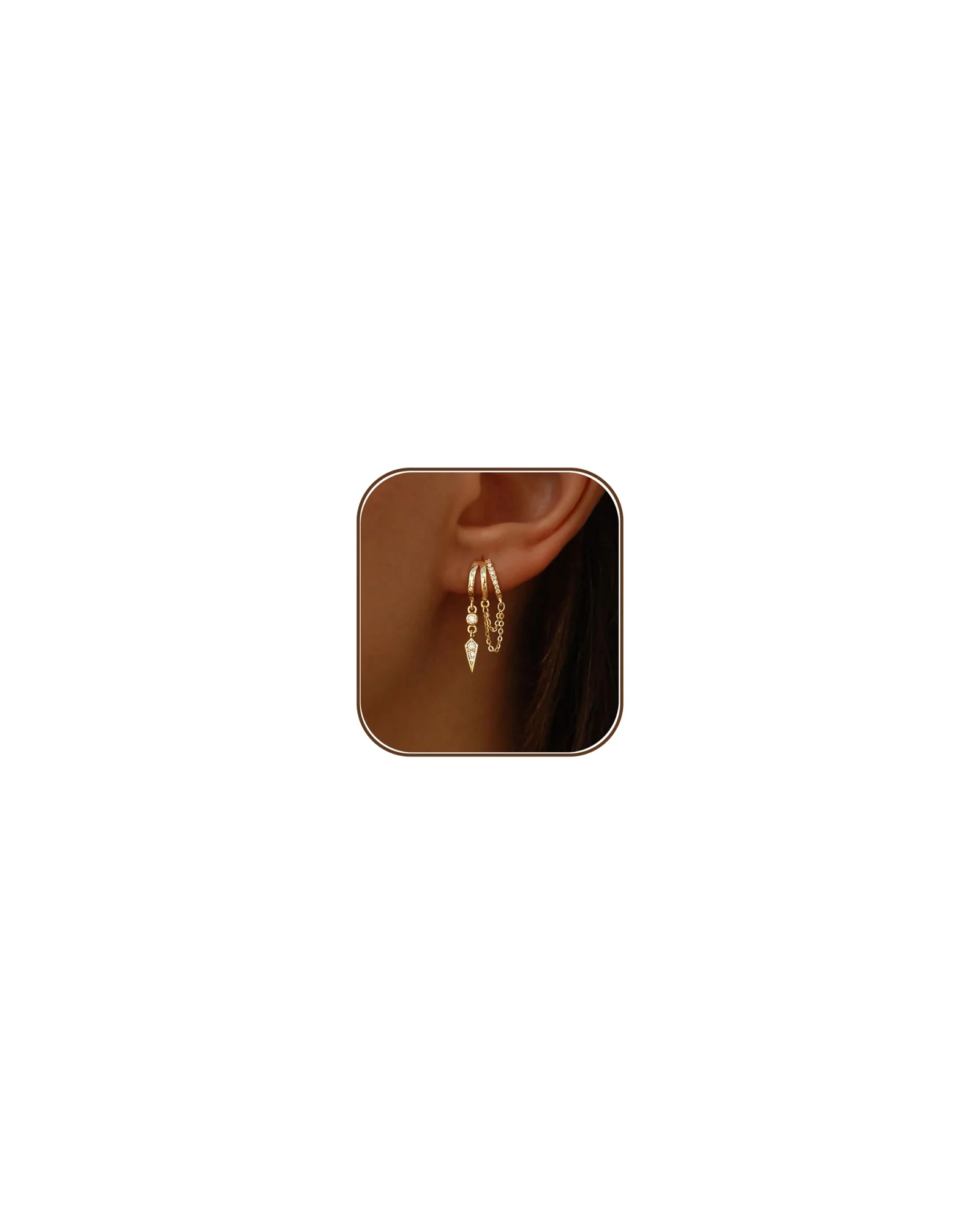 Серьги из позолоченной стали с подвесками — 1
