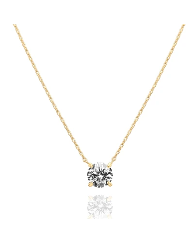 PAVOI Колье Solitaire с позолотой 14K, кубический циркон