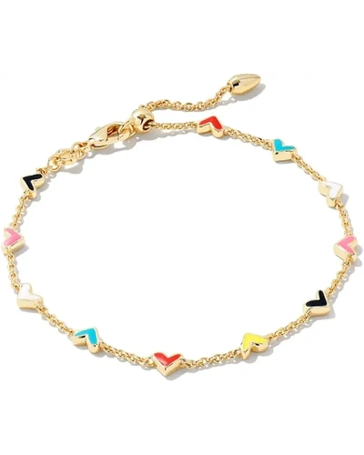Kendra Scott браслет Heart Gold с разноцветными кристаллами