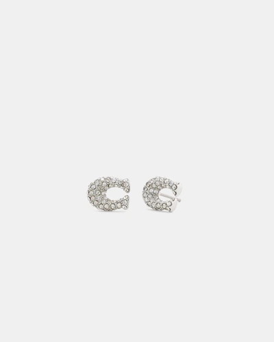Серьги-пусеты Coach в форме буквы C с кристаллами