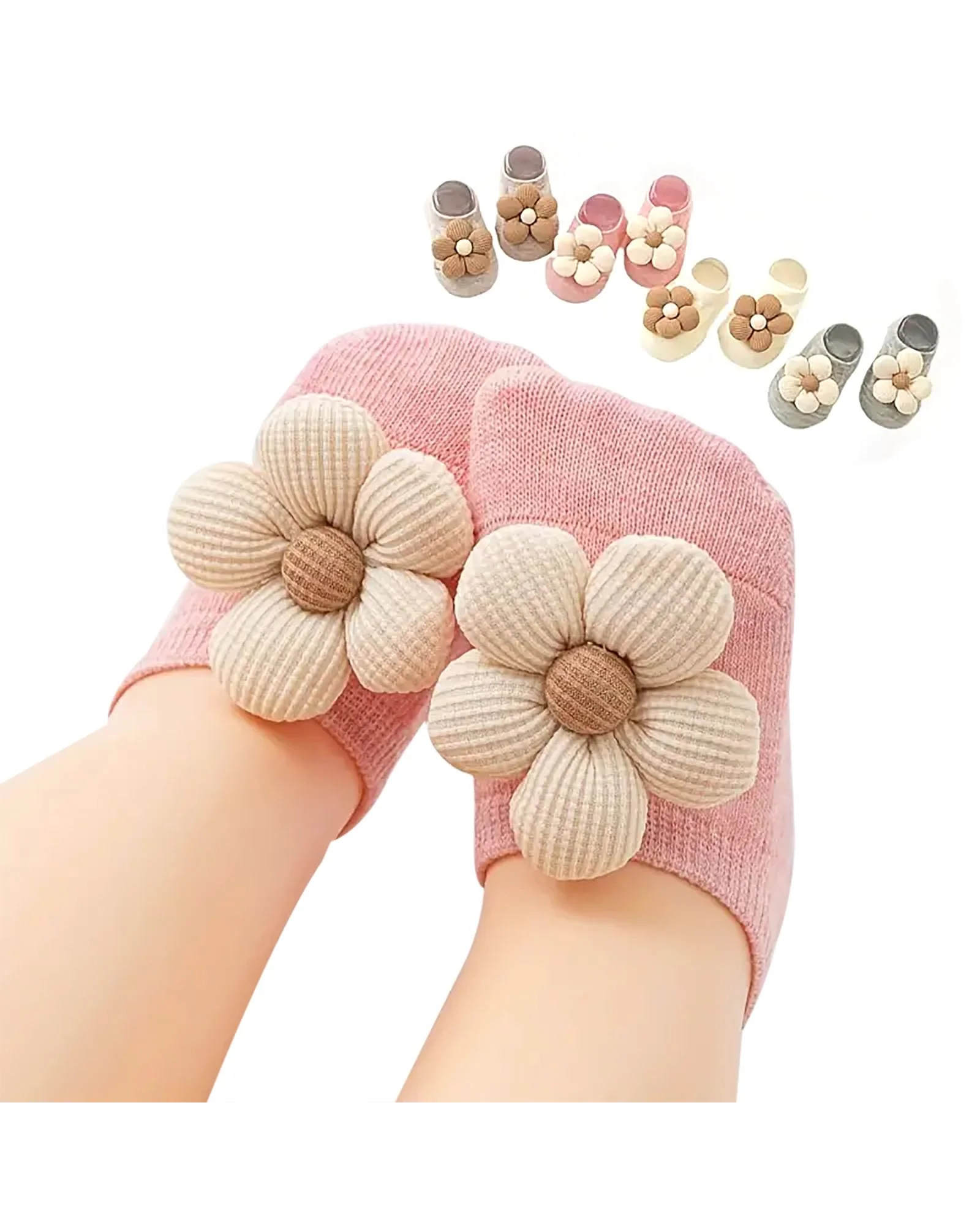 KEAINVRN Baby Girls Socks – детские носки с противоскользящим покрытием, набор из 4 пар — 1