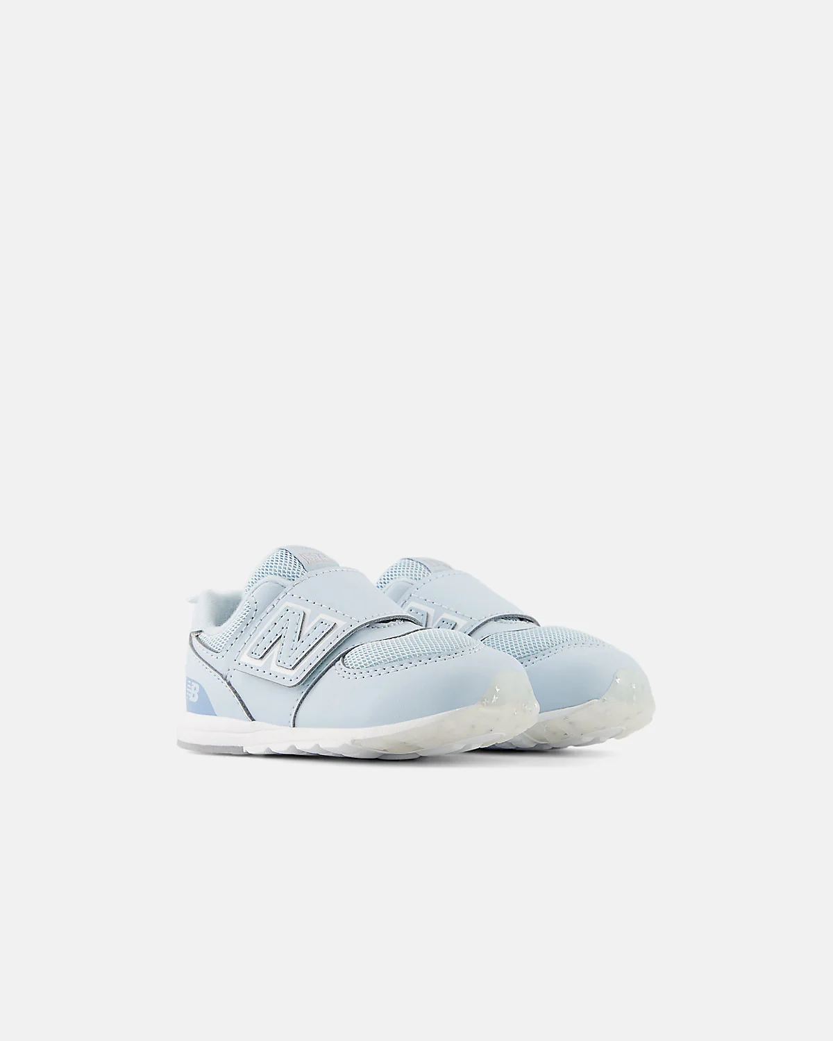 Детские кроссовки New Balance 574 сине-красные на липучке, боковой угол.