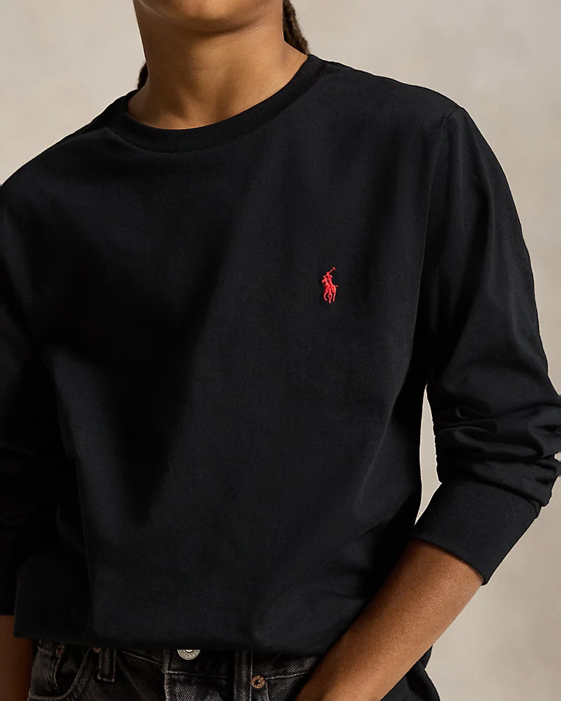 Футболка Ralph Lauren с длинным рукавом из хлопкового джерси — 5