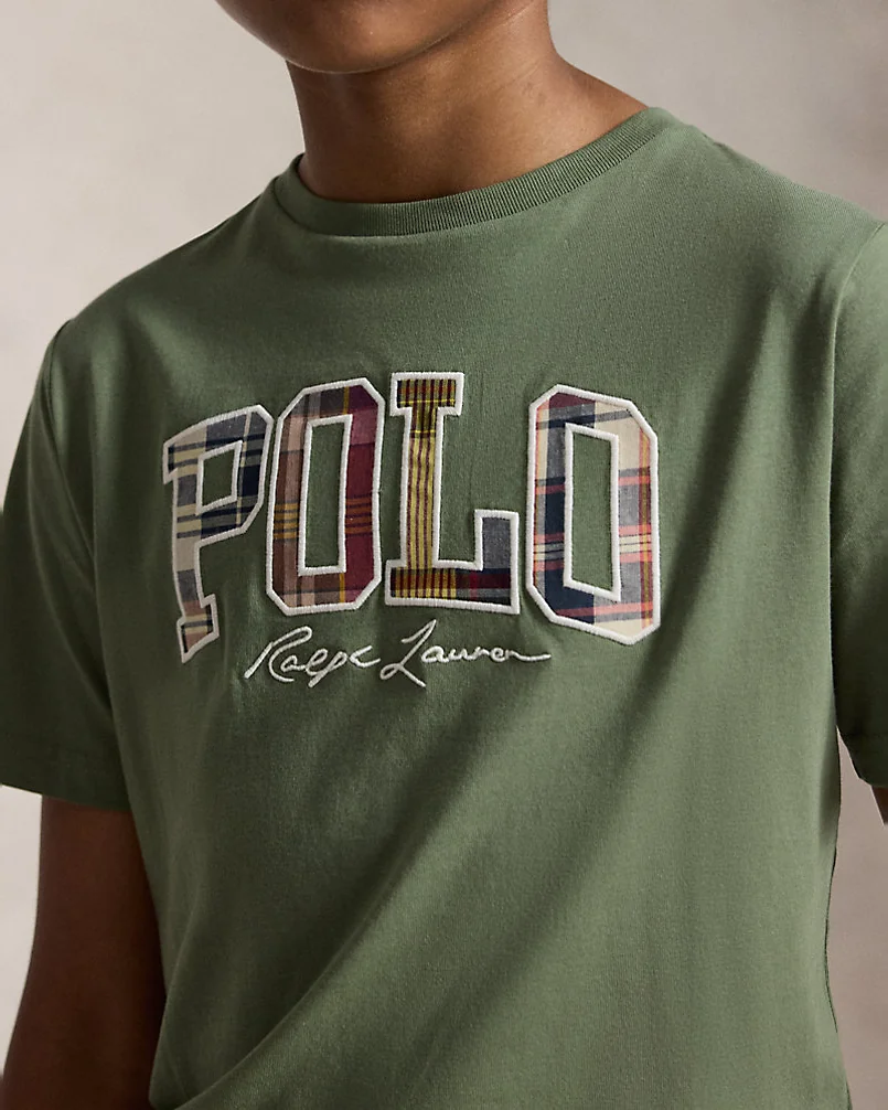 Хлопковая футболка с аппликацией Polo мадрас — 5