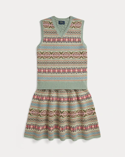 Комплект жилет и юбка с узором Fair Isle