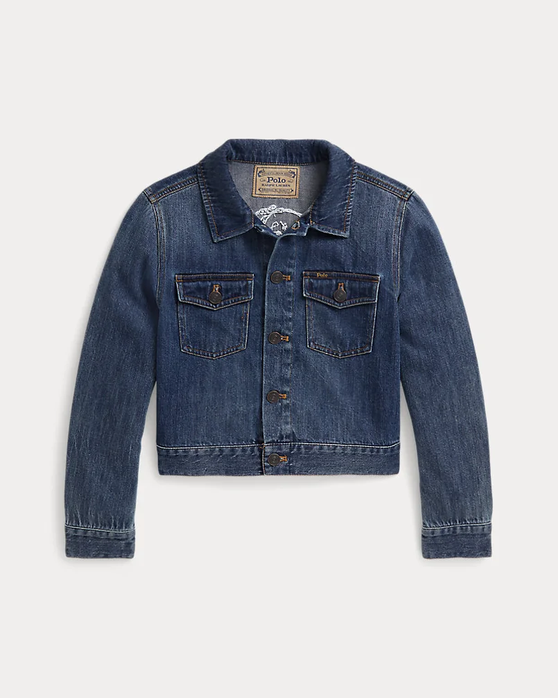 Джинсовая куртка для девочек с медведем Polo Bear — 1