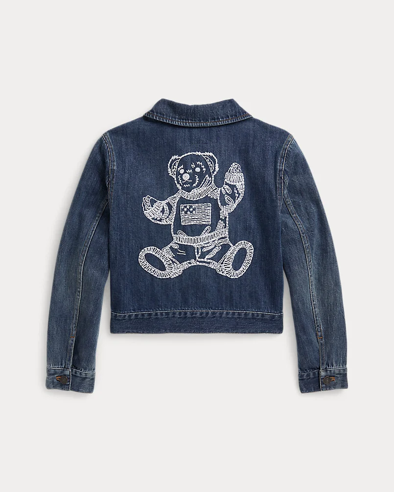 Джинсовая куртка для девочек с медведем Polo Bear — 2