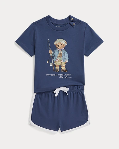 Хлопковый комплект футболка и шорты с Polo Bear