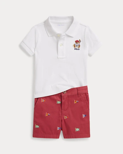 Комплект поло и шорты с мишкой Polo Bear