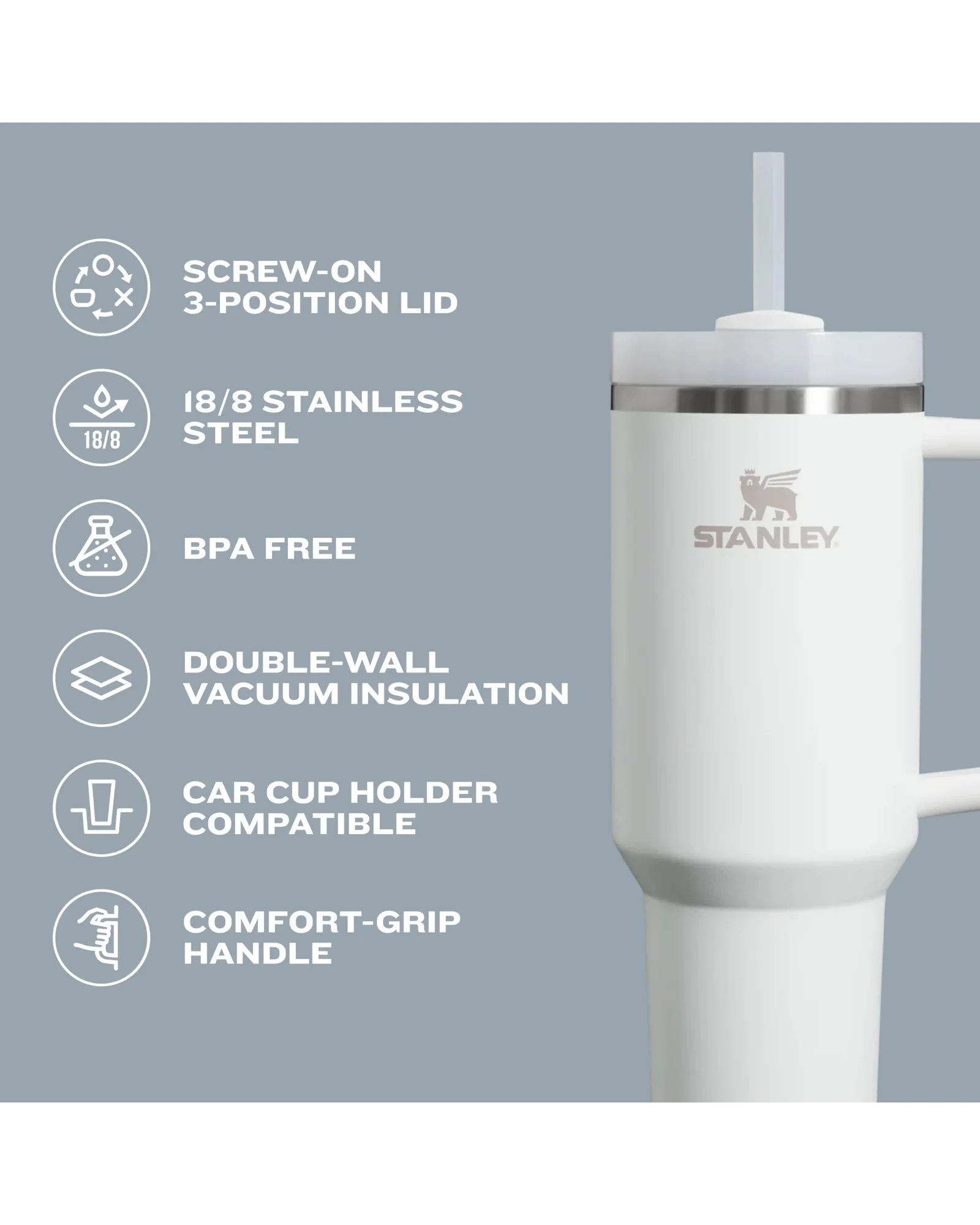 Термокружка Stanley Quencher H2.0 40 oz Серый камень Stone — 4