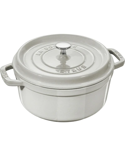 Staub Cast Iron 4 Qt Round Cocotte White Truffle