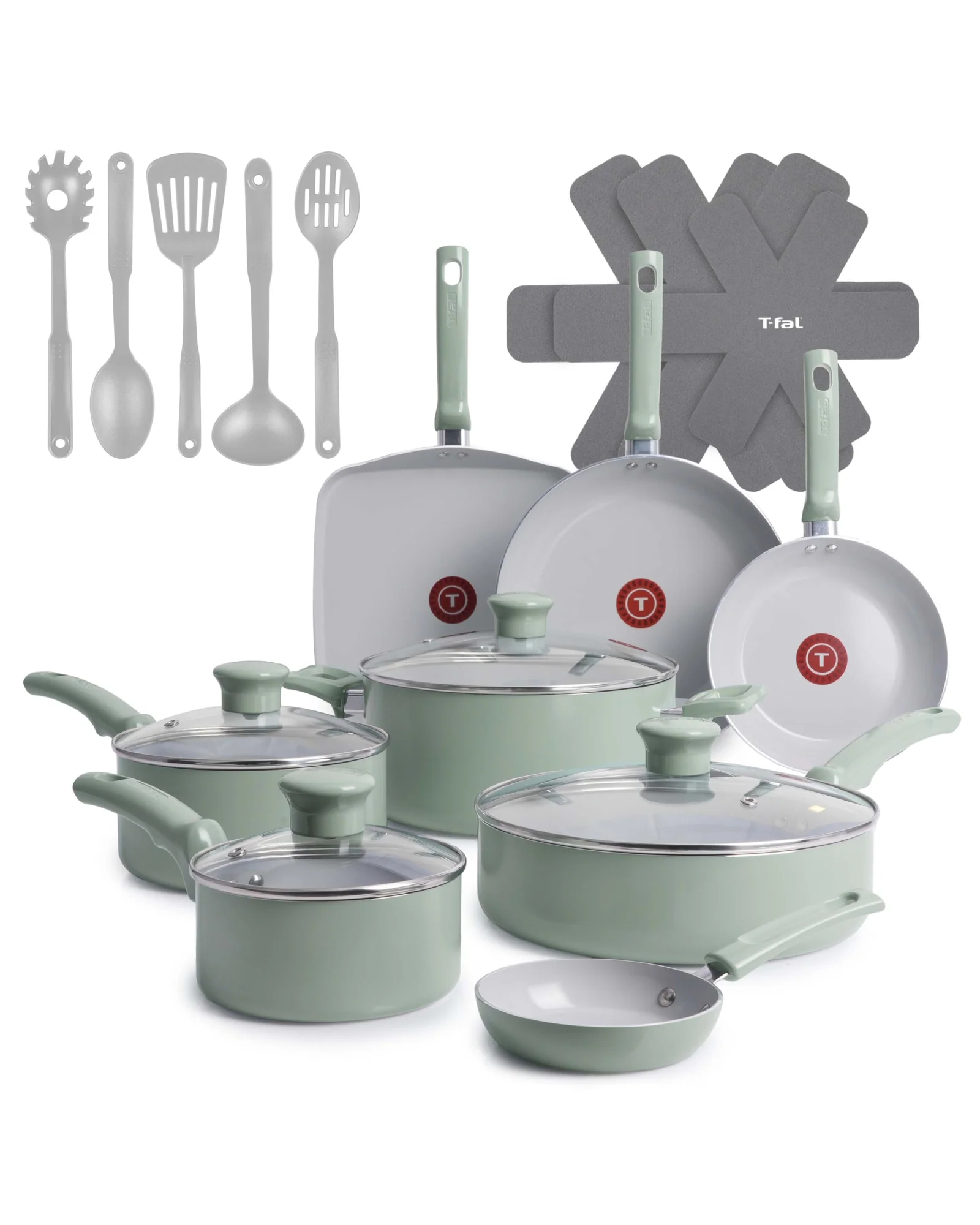 Набор посуды T-Fal Initiatives 20 предметов Мятный Mint — 1