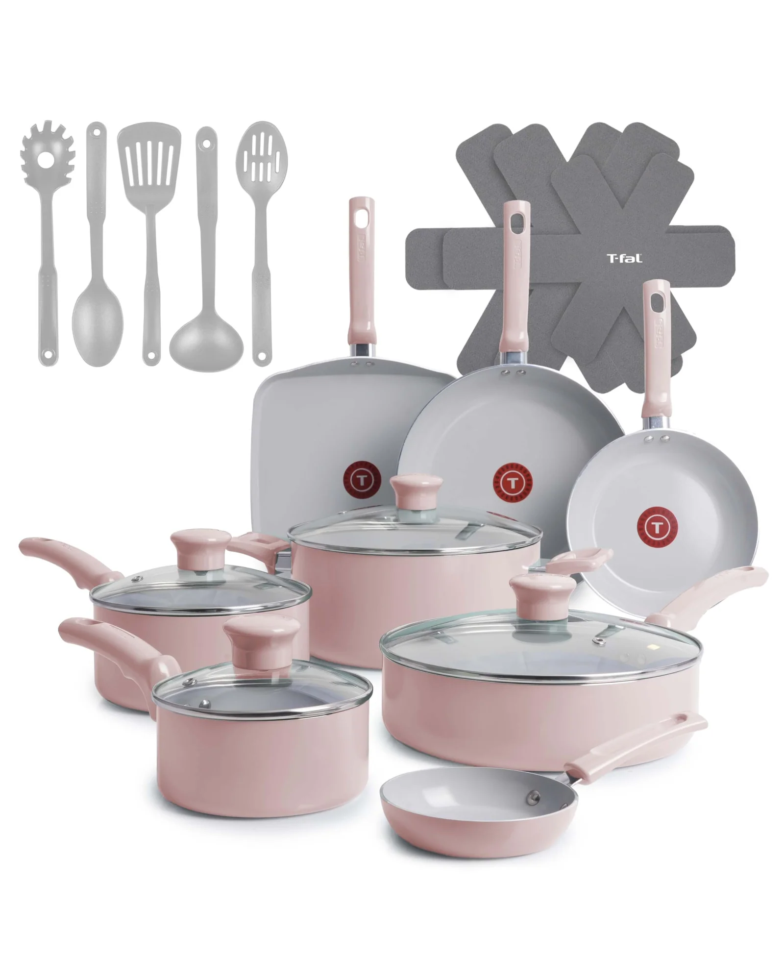 Набор посуды T-Fal Initiatives 20 предметов Розовый Dusty — 1