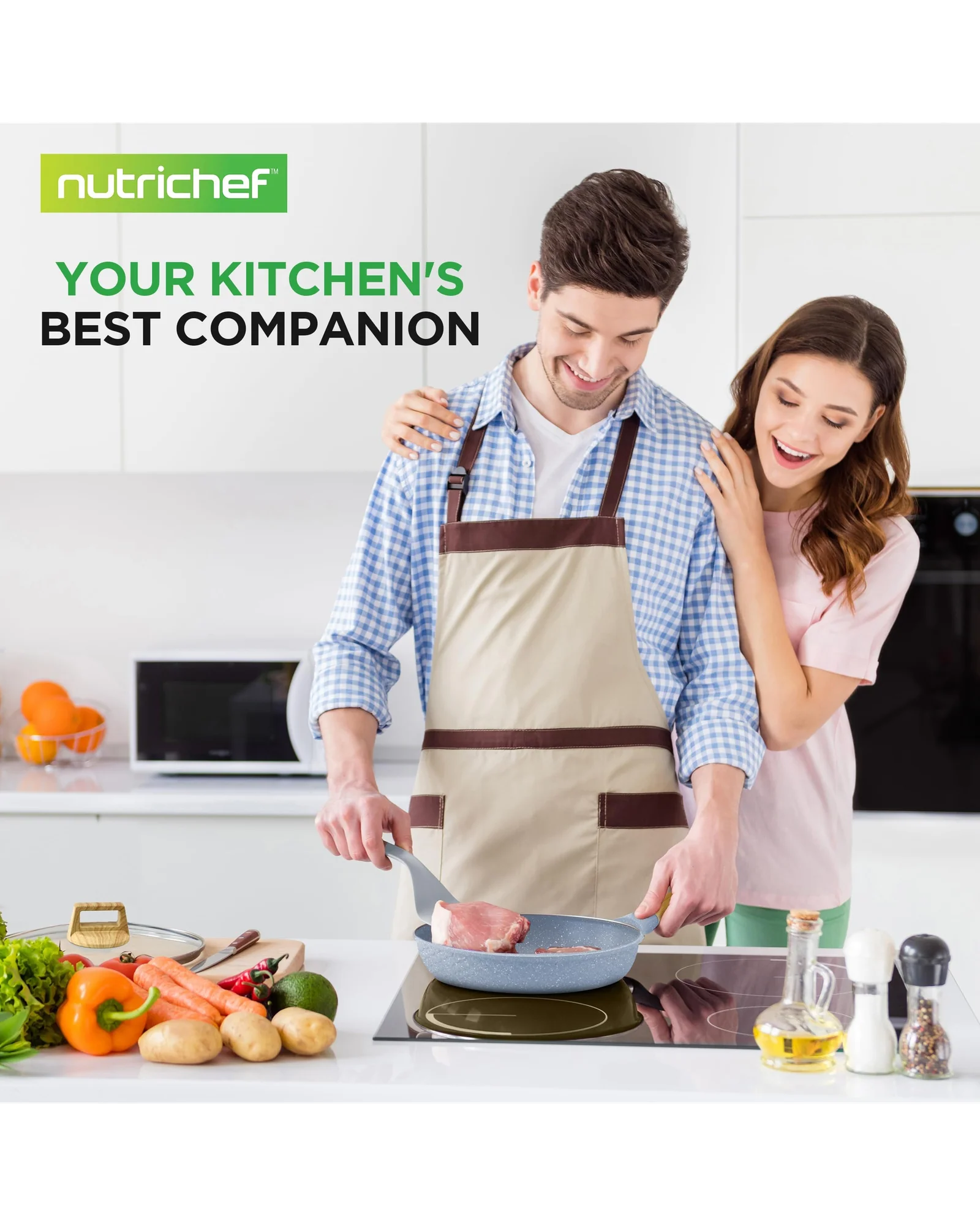 Набор посуды NutriChef 22 предмета Серый Moon Marble — 9