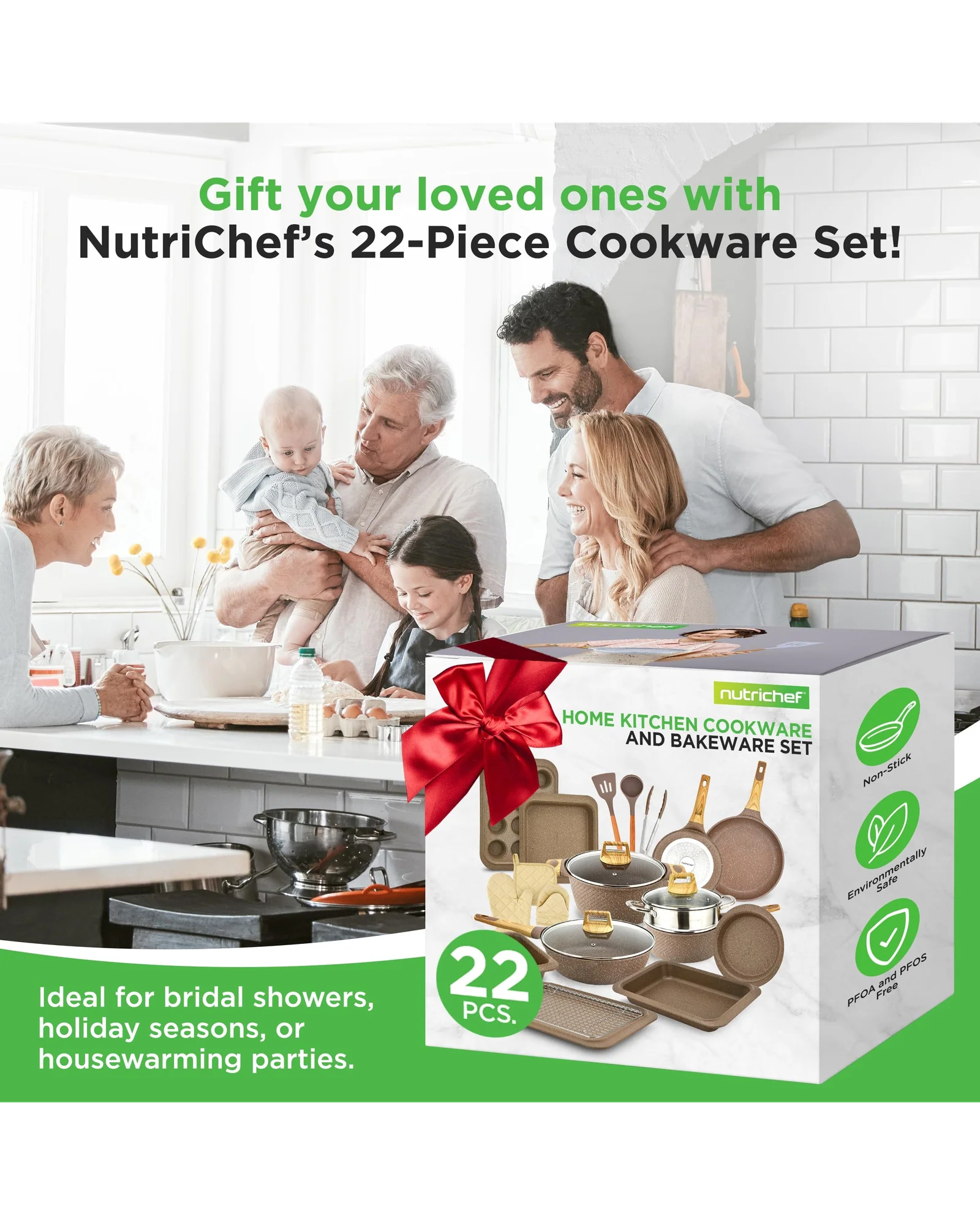 Набор посуды NutriChef 22 предмета Бордовый Maroon Marble — 8