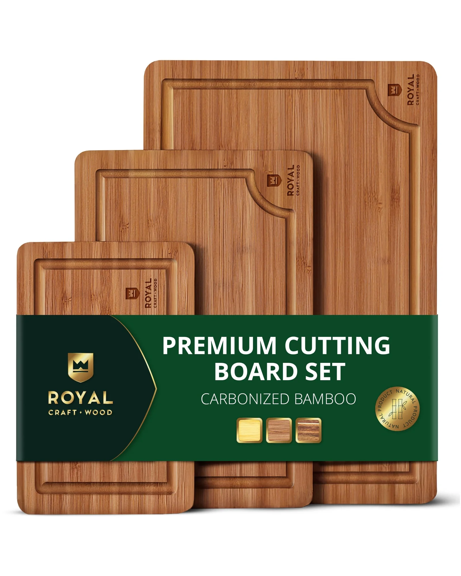 Доски разделочные бамбук набор 3 шт Royal Craft Wood — 1