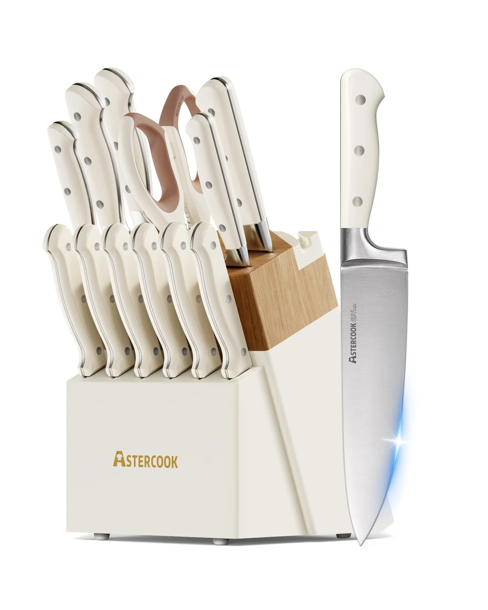 Astercook Набор кухонных ножей 14 предметов из нержавеющей стали с точилкой — серебристый