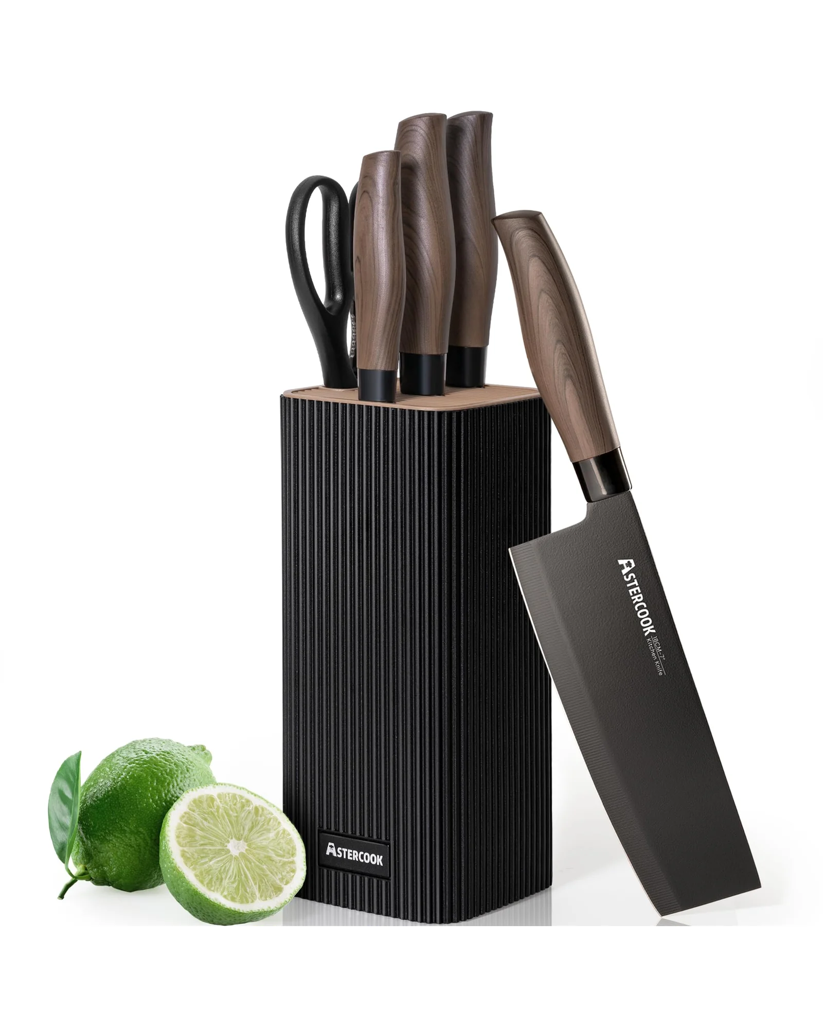 Набор кухонных ножей Astercook 6 предметов со стальным блоком — 1