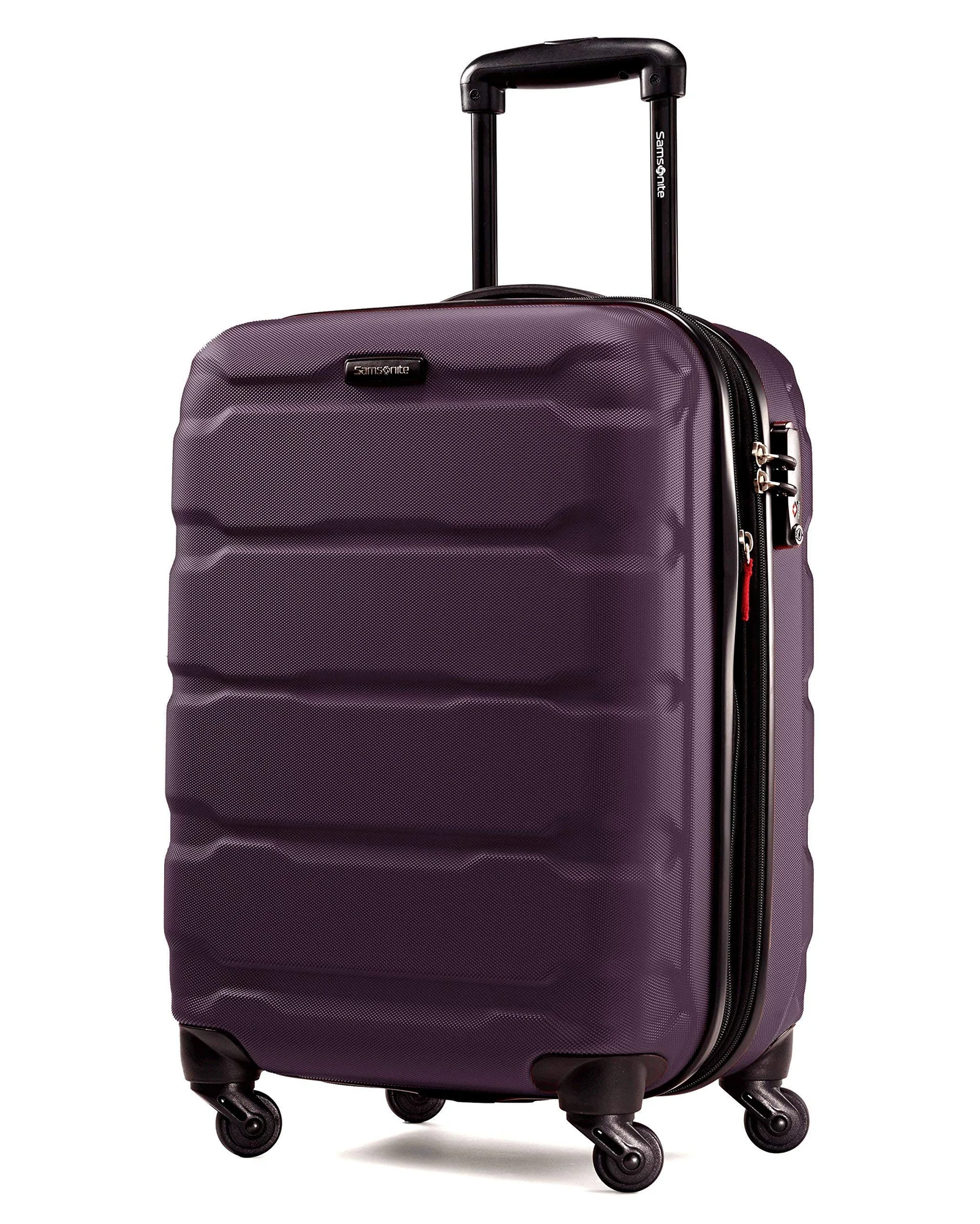 Samsonite Omni PC Hardside Expandable Luggage with Spinner Wheels, Purple, Checked-Medium 24-Inch — фиолетовый