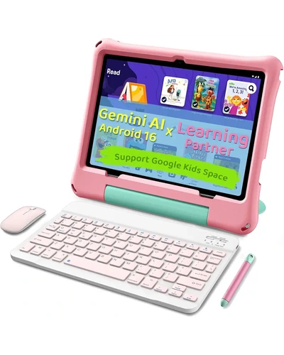 aiprotablet детский планшет 10 дюймов Android 16 с клавиатурой и стилусом