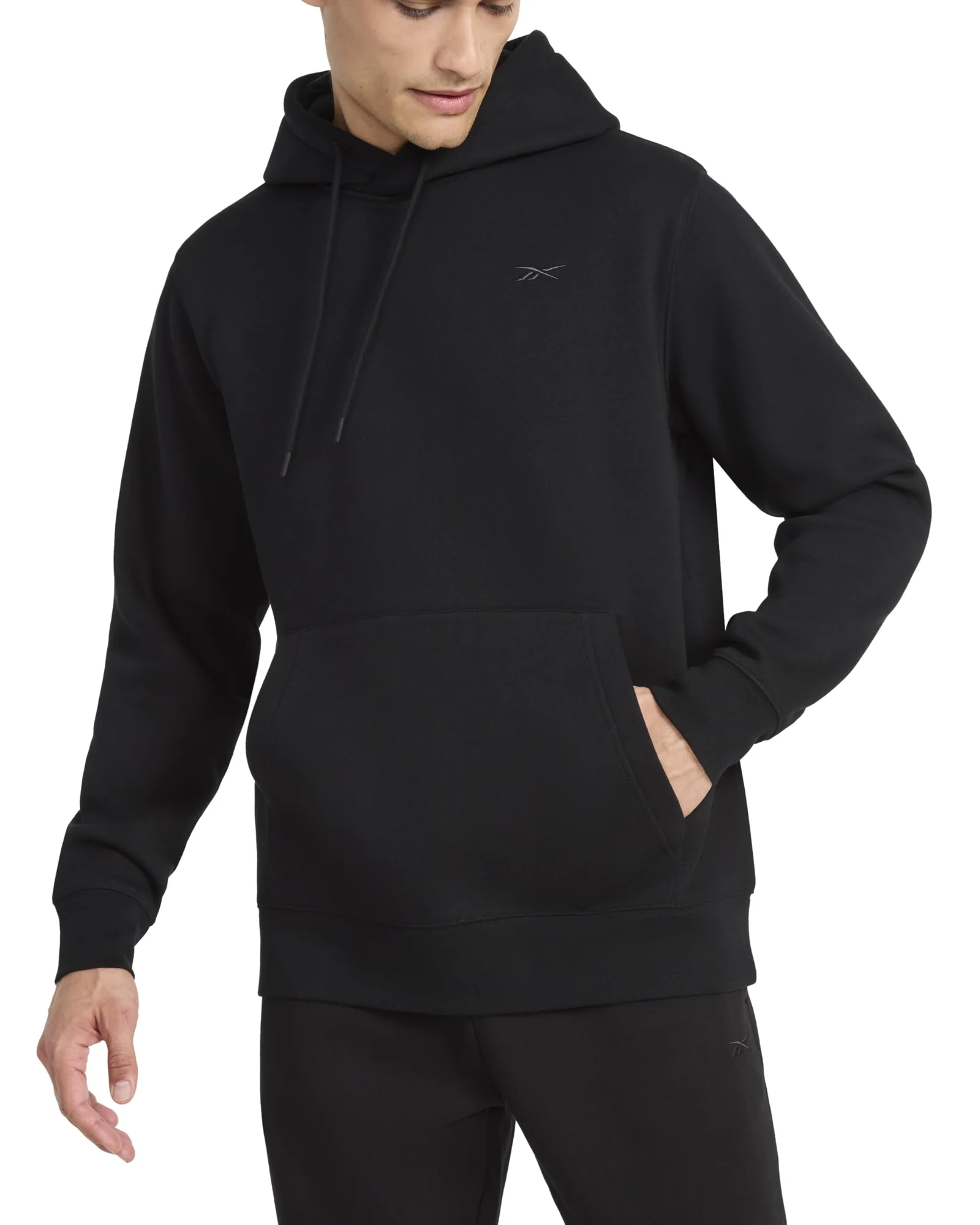 Reebok Men’s Finisher Hoodie, Standard Fit, Midweight Cotton-Poly Fleece Fabric — черный