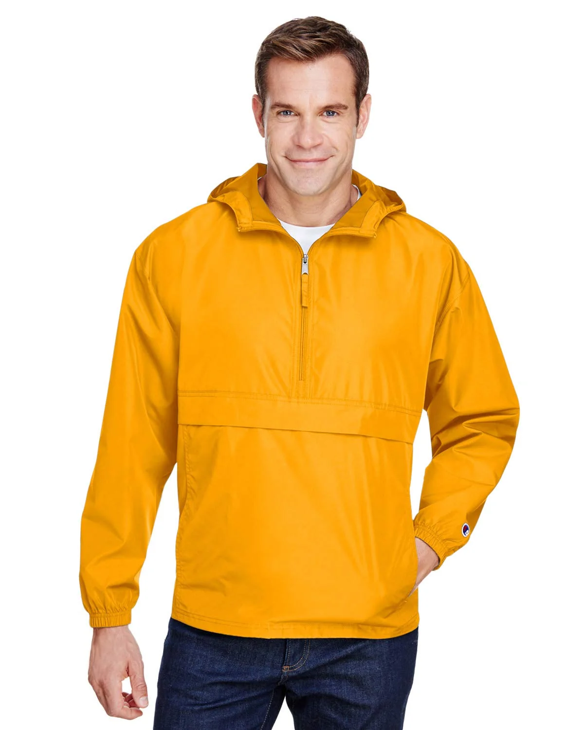 Champion Men's Reverse Weave Анорак с 1/4 Zip Hood — желтый