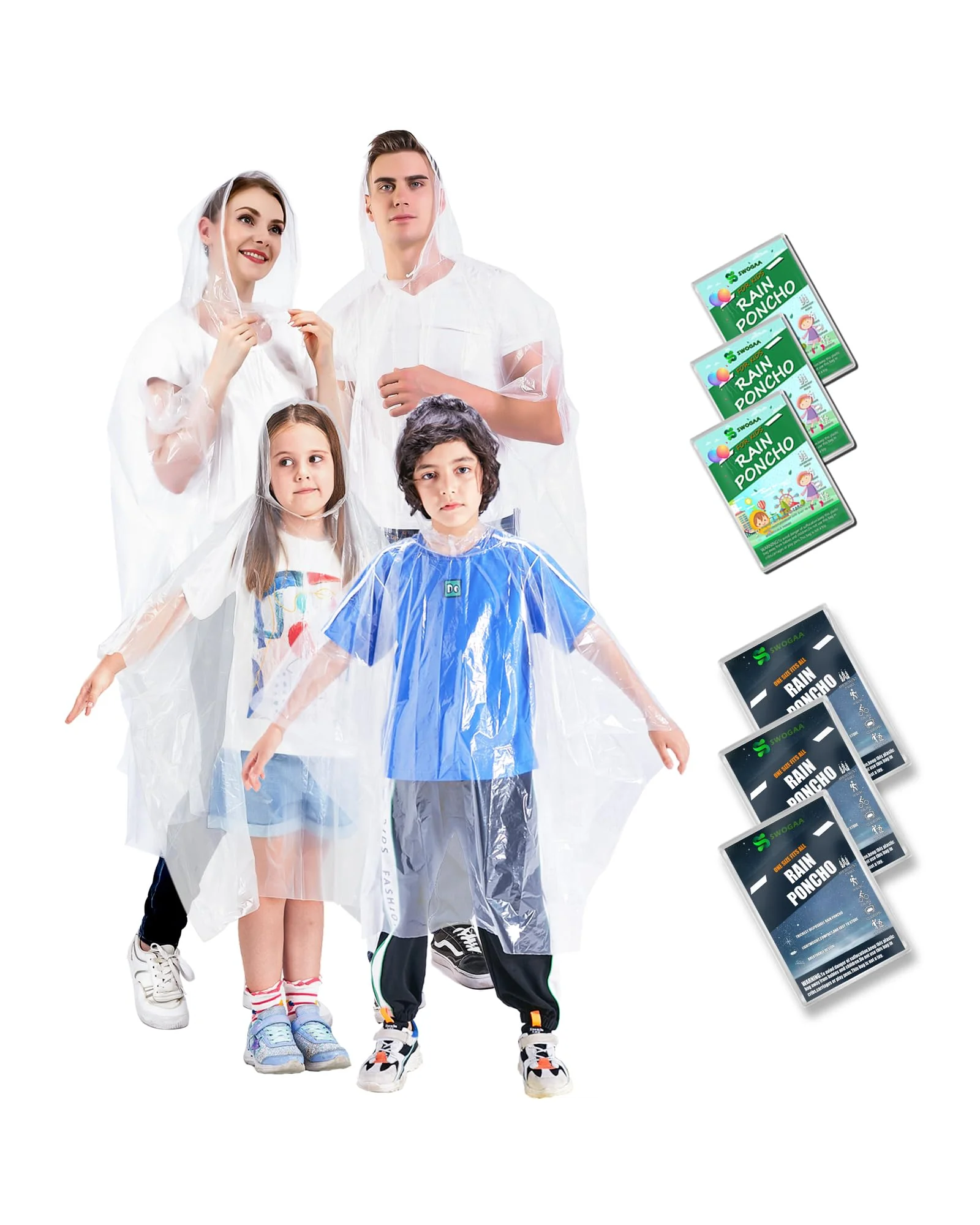 Disposable Rain Ponchos дождевик-пончо семейный набор 6 шт — 1