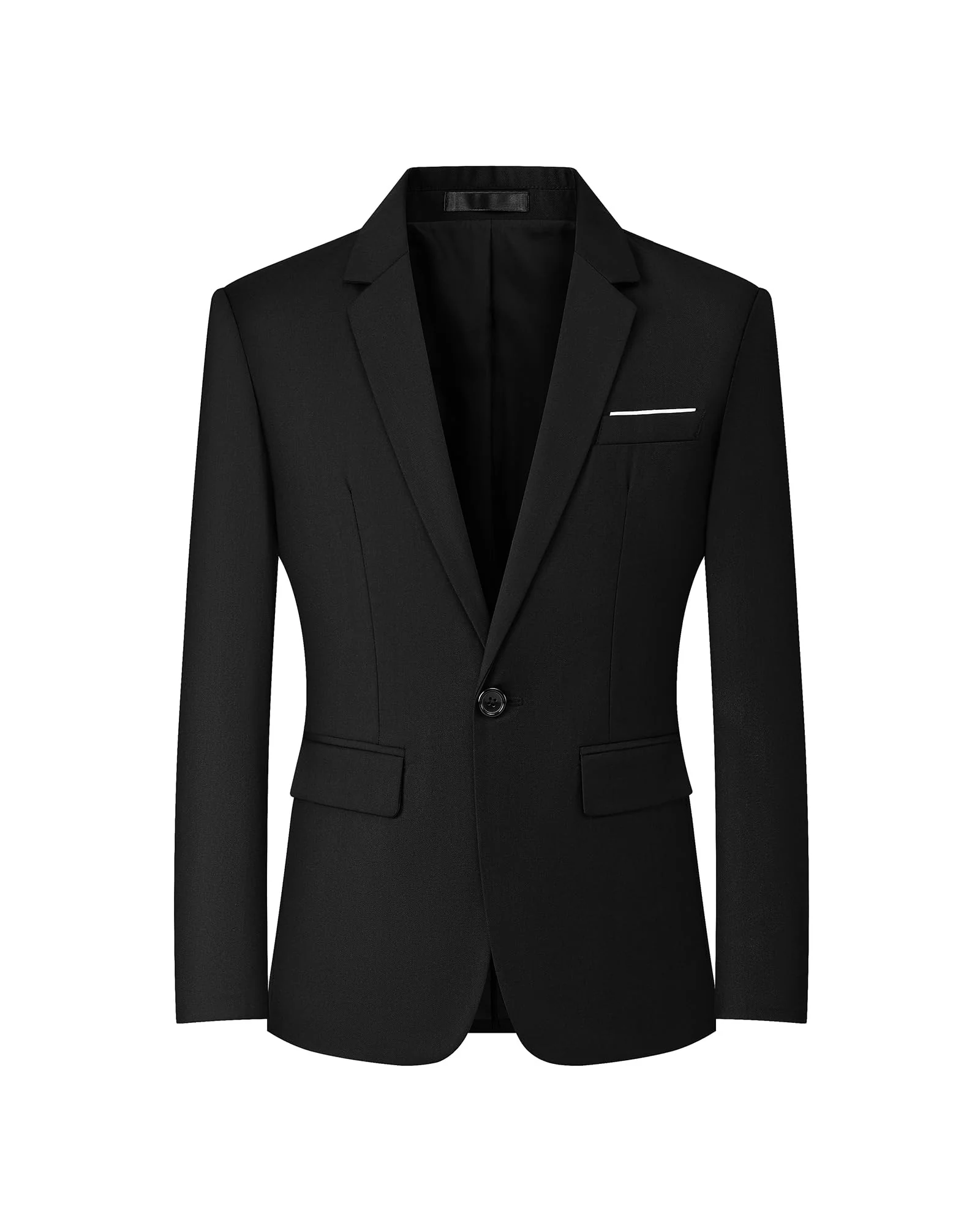 Мужской однобортный пиджак slim fit — черный