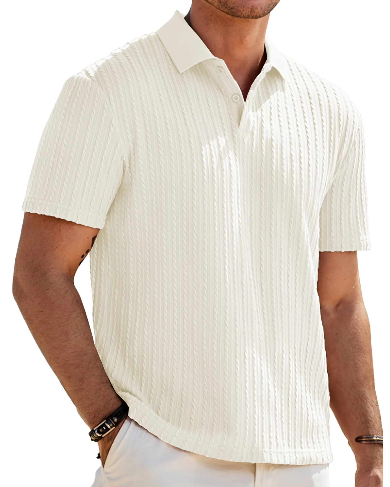 JMIERR Mens Casual Polo Shirt — бежевый