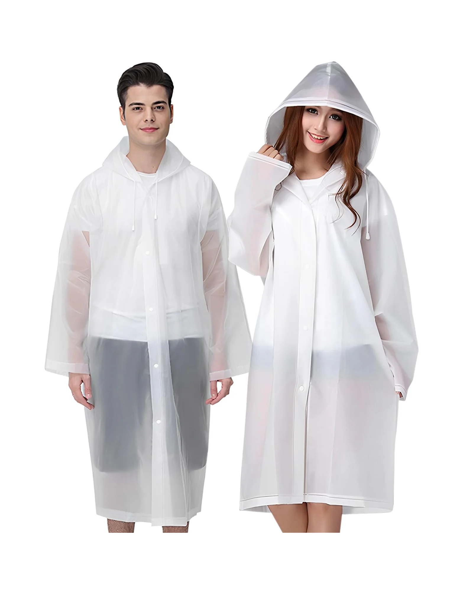 Cosowe Rain Ponchos for Adults Reusable, 2 Pcs Raincoats Emergency for Women Men with Hood and Draws — 1