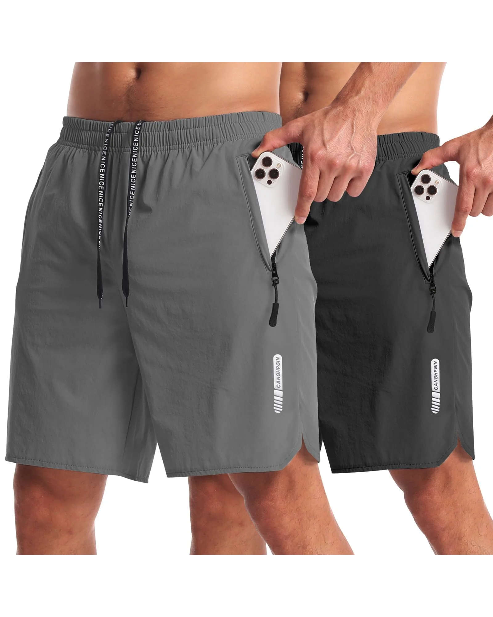 CANGHPGIN спортивные шорты мужские, 2 пары, чёрные — 1