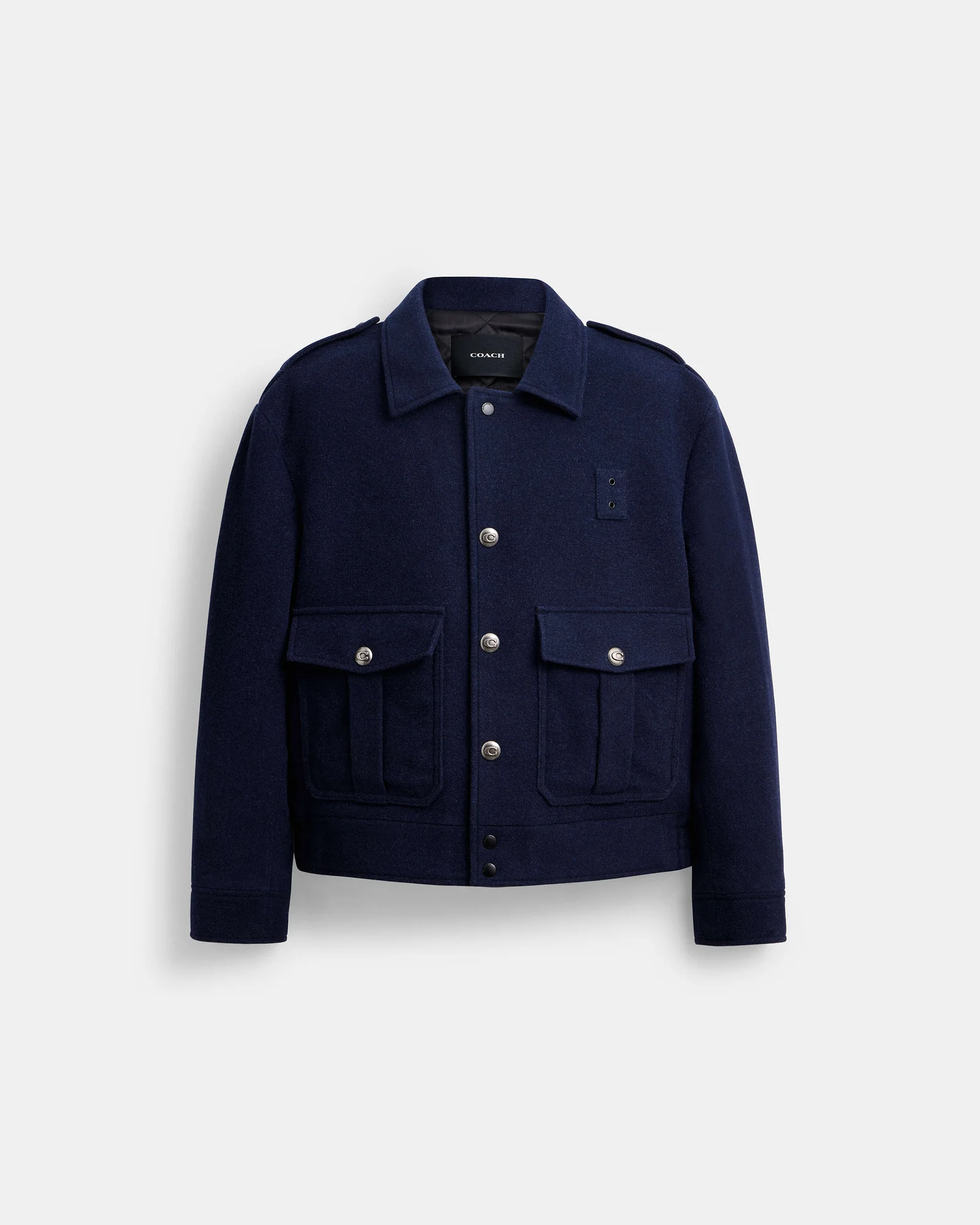 Куртка Coach Short Wool из шерсти, темно-синяя — 7