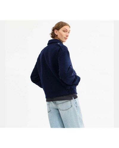 Куртка Coach Short Wool из шерсти, темно-синяя