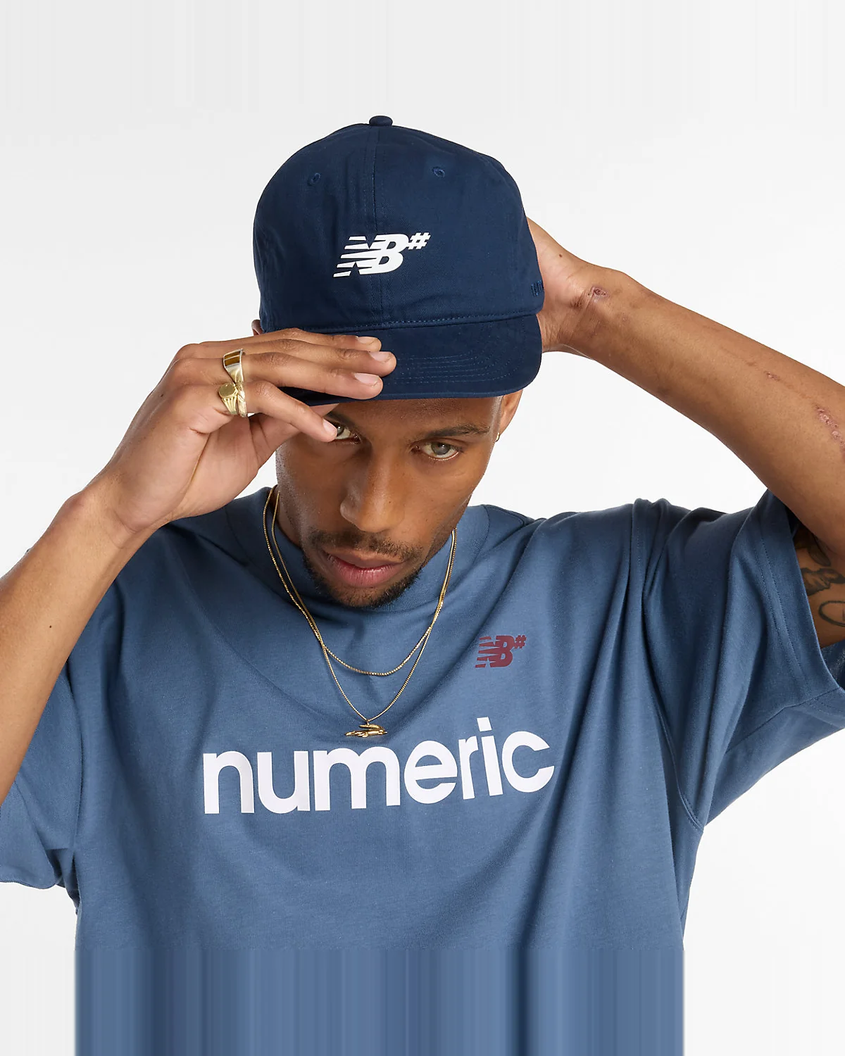 Футболка New Balance Numeric Linear Logo синяя — 4