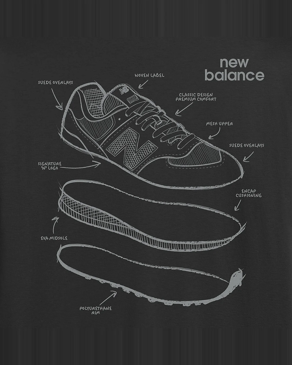 Футболка New Balance Shoe Schematics черная — 3