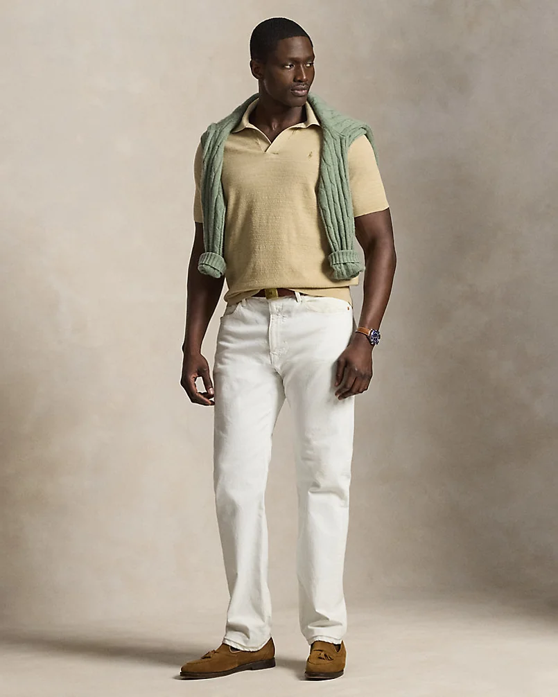 Трикотажное поло Ralph Lauren из хлопка с добавлением льна — 3